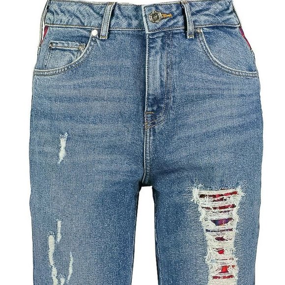 RUNWAY COLLECTION Tommy HILFIGER x GIGI HADID womens jeans Sz 27 DISTRESS PLAID - Picture 7 of 14